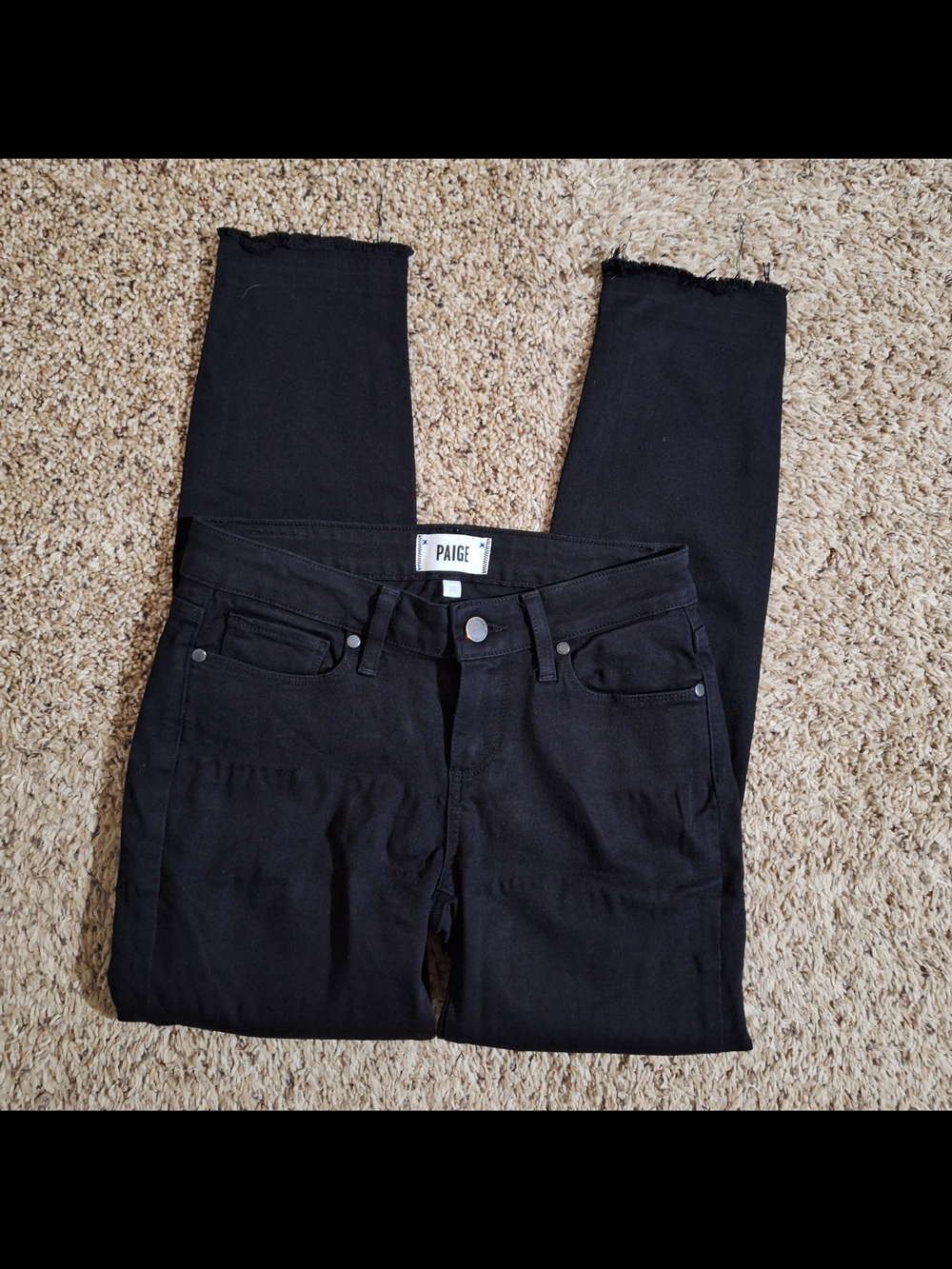PAIGE Verdugo Crop Black Distressed Raw Hem Jeans - Size 26